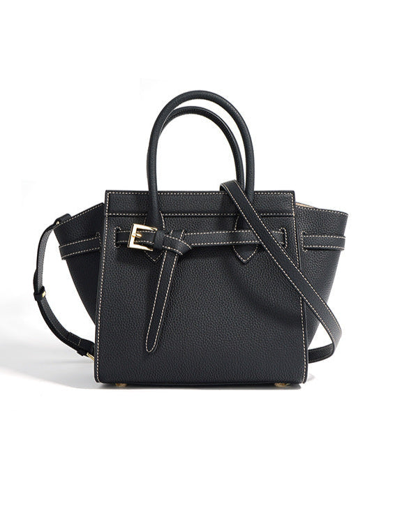 structured leather handbag with buckle strap – AMELIAVIL