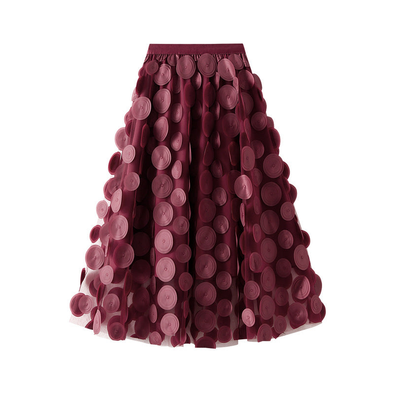 3D circle appliqué tulle skirt – LUMI