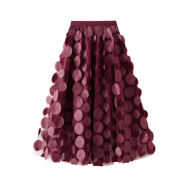 3D circle appliqué tulle skirt – LUMI