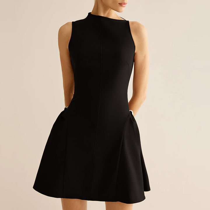 sleeveless A-line mini dress with structured seams – LEXA