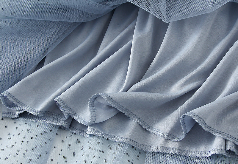 dotted tulle tiered skirt with contrast trims – MISTY