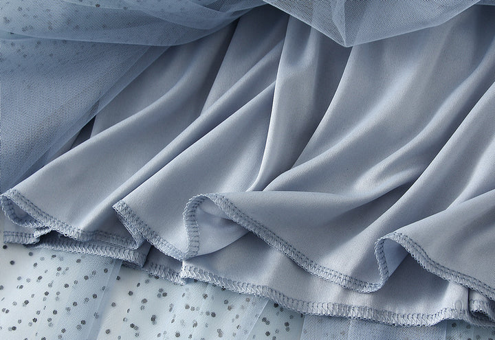 dotted tulle tiered skirt with contrast trims – MISTY