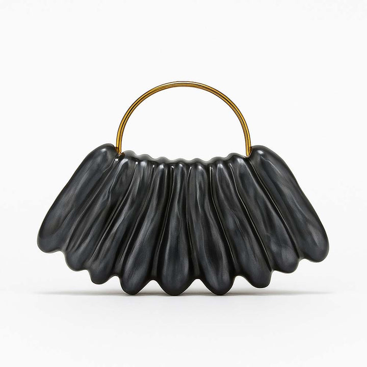 sculpted wave resin clutch with metal handle – AMBRA