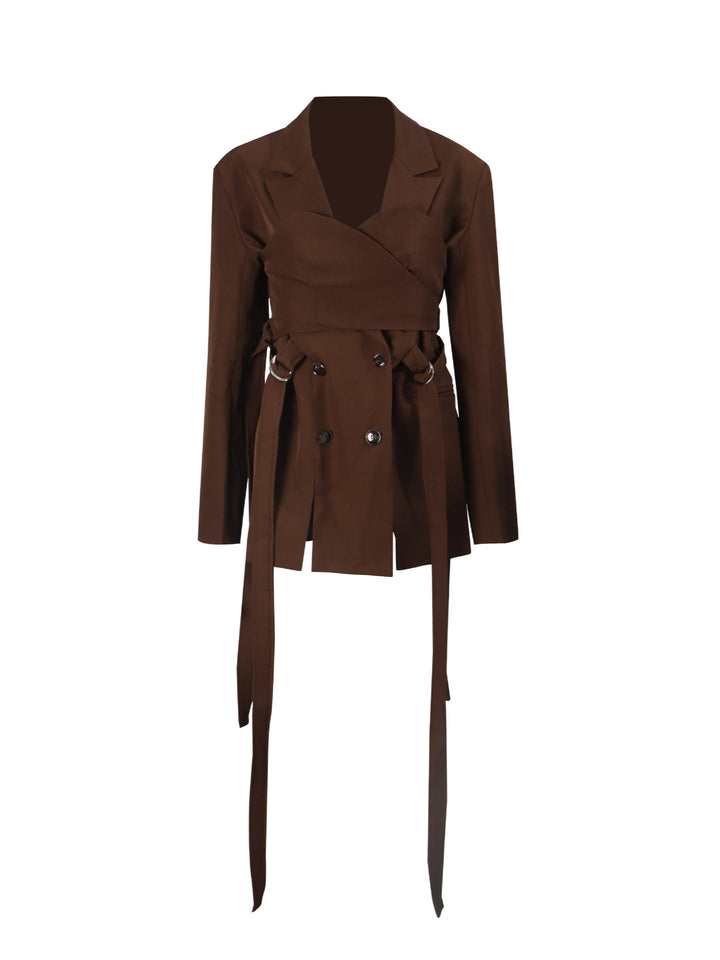 structured wrap blazer with corset seams – COCOA