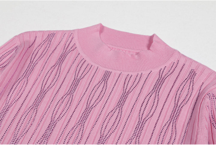 بلوزة محبوكة بأكمام طويلة وملمس شفاف - نوراترو