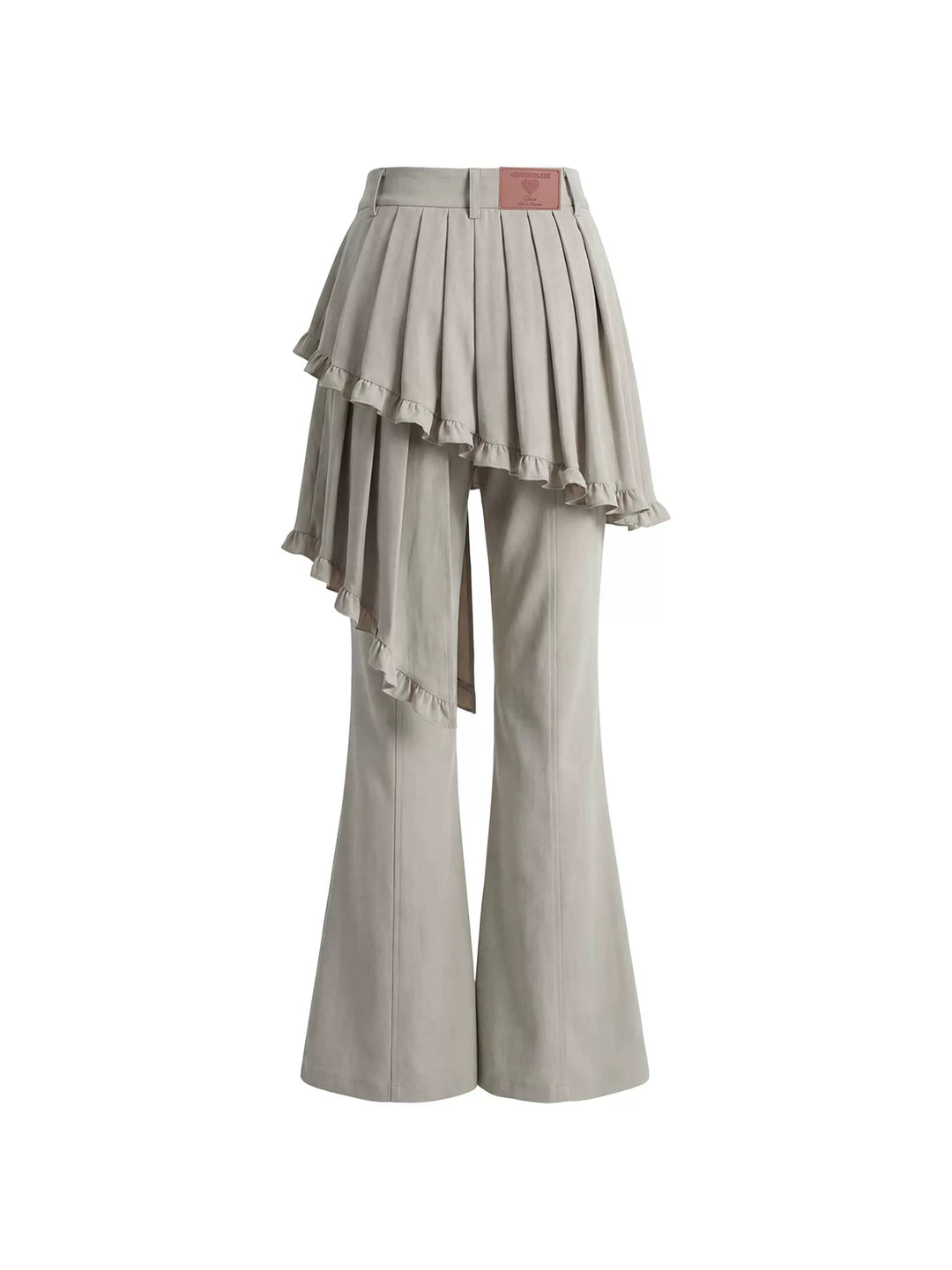 Ruffle Overlay Flared Pants - Dove
