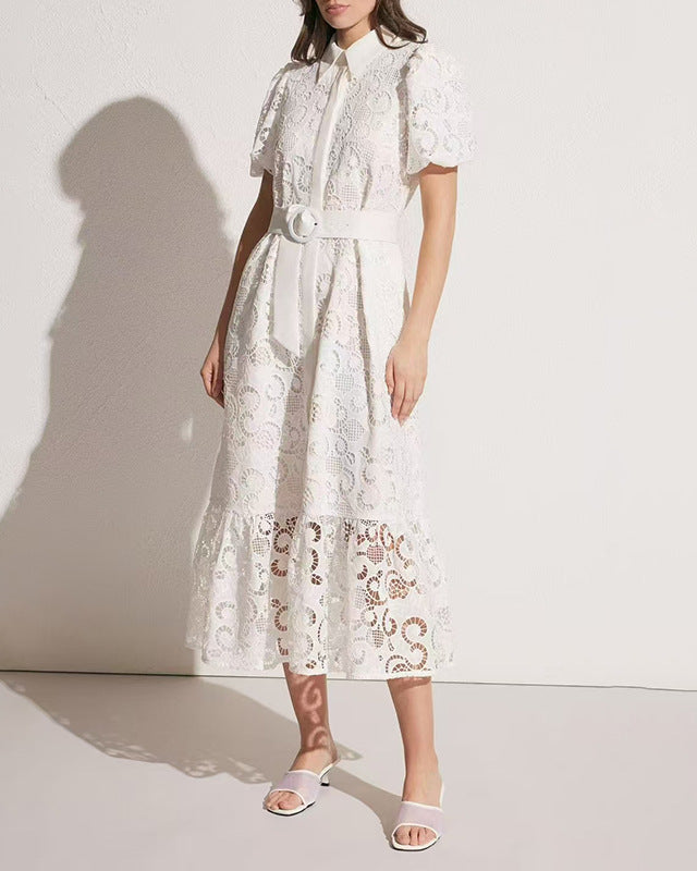 فستان متوسط ​​الطول بأكمام منفوخة – إلورازاتشي