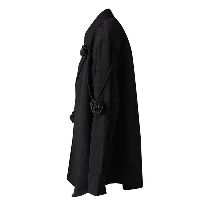 floral-appliqué button-down shirt with contrast piping – ROSEN