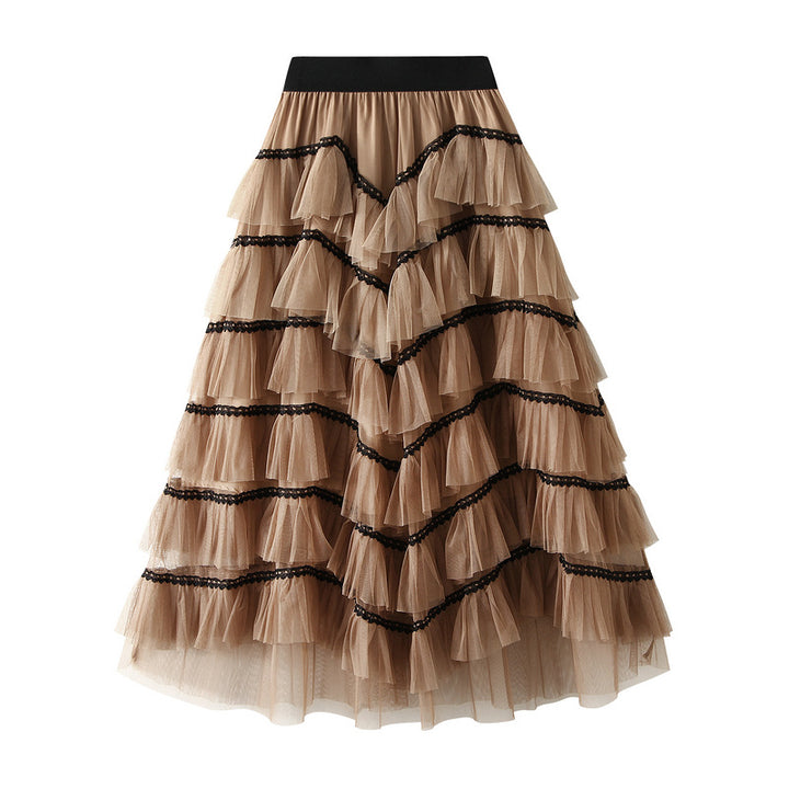 Layered ruffle tulle midi skirt – AURORA
