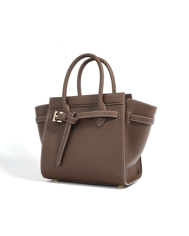 structured leather handbag with buckle strap – AMELIAVIL