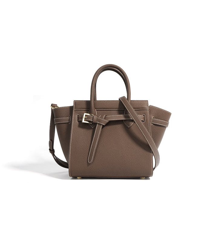 structured leather handbag with buckle strap – AMELIAVIL