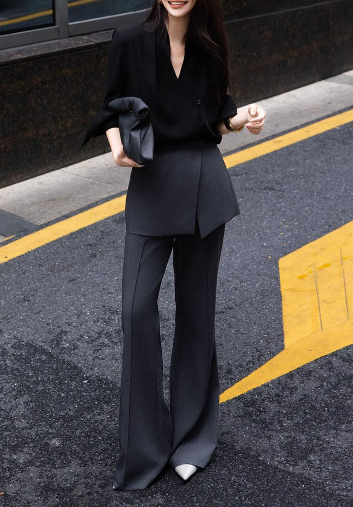 بنطلون واسع الساق مُصمم خصيصًا مع تنورة أمامية متعددة الطبقات – أريا