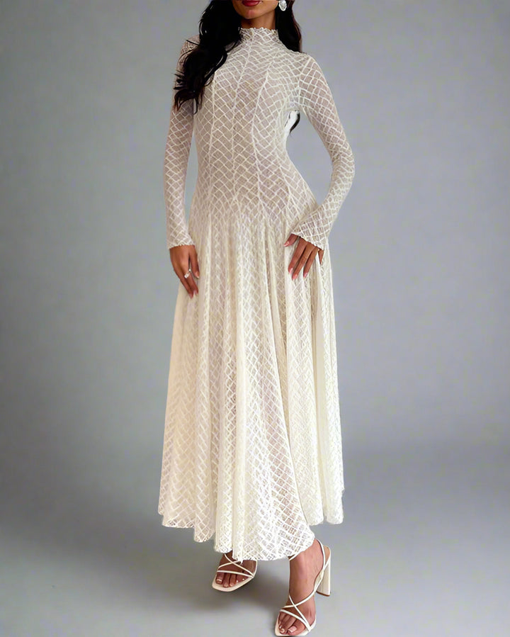 Haut à manches évasées plissées et ensemble jupe longue avec ceinture à la taille – Rosiny 