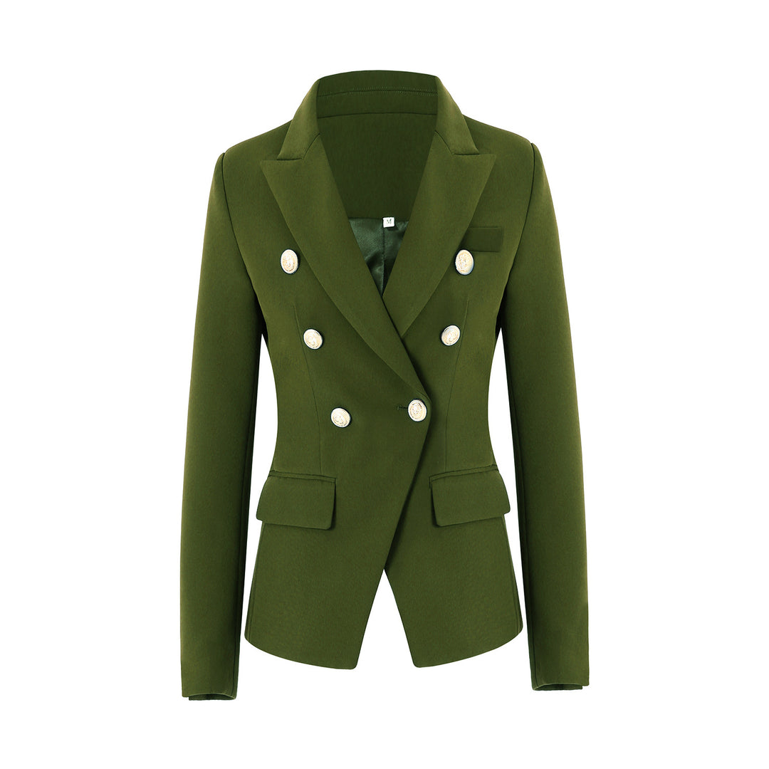 structured double-breasted blazer with gold buttons – VERDE