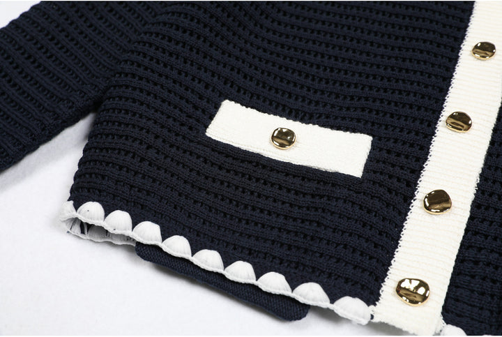 بلوزة كارديجان كروشيه مع حواف متباينة - سيلينيكا