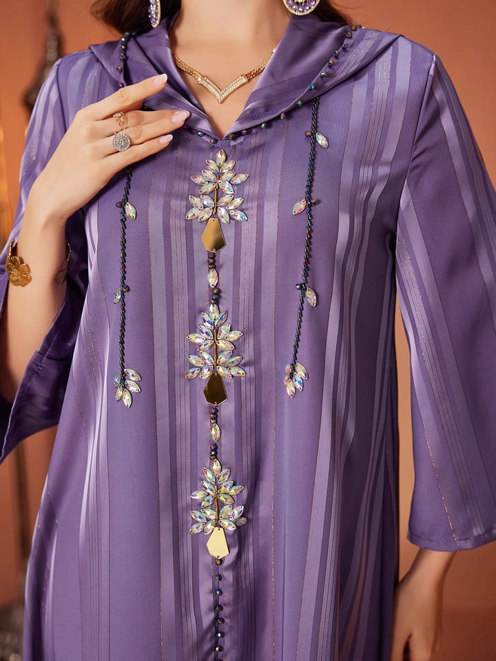 costume évasé sur mesure avec manches bouffantes en satin – VALENCIA 