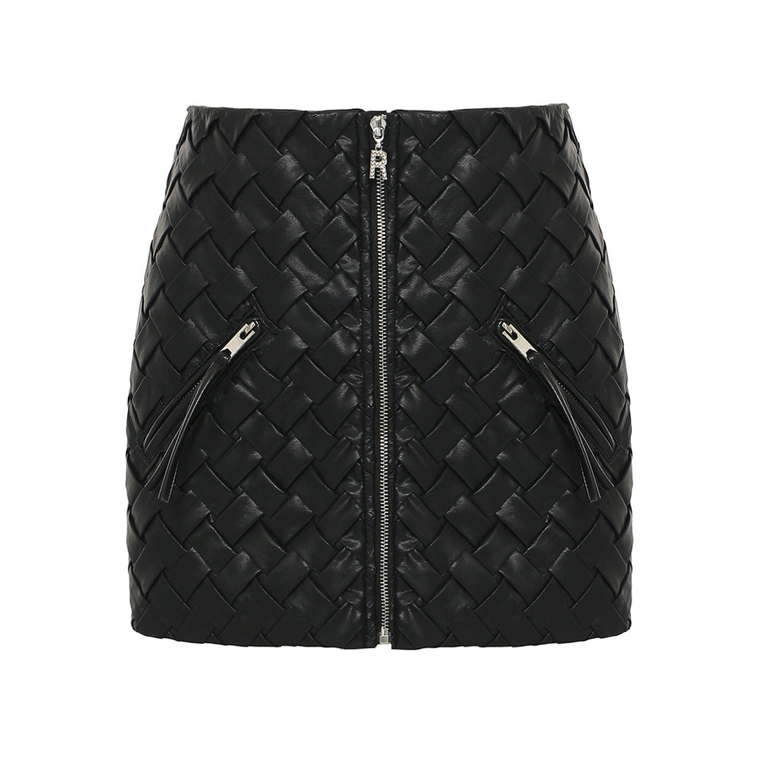 quilted leather bomber jacket and mini skirt set – RAVENIZ