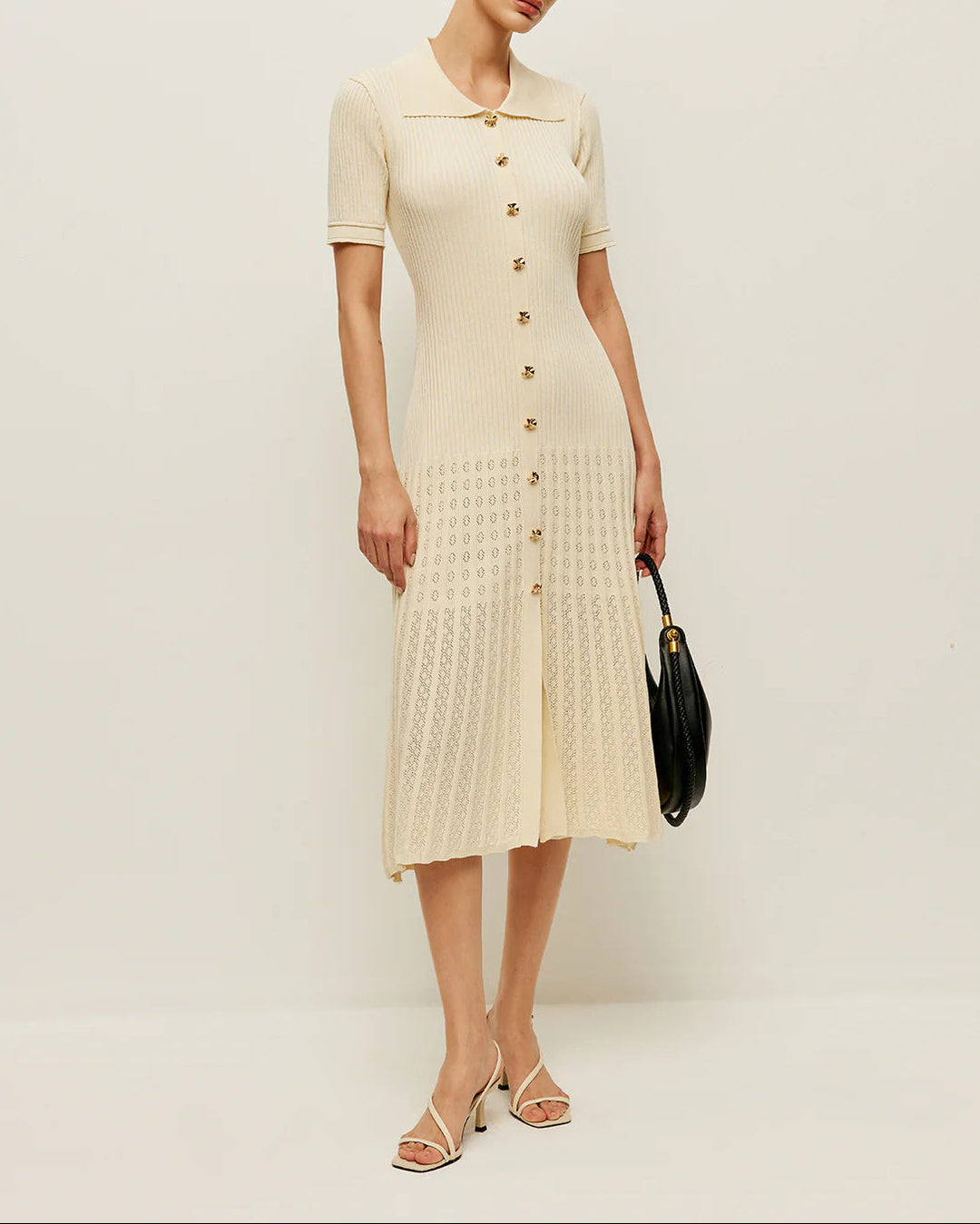 褶皱喇叭袖上衣和高腰裙套装，配腰带 – Rosiny 