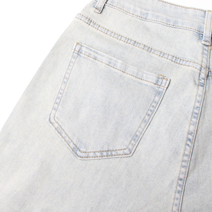 بنطلون جينز بقصات بلونين مع أجزاء بتصميم مموج - ريفيرا