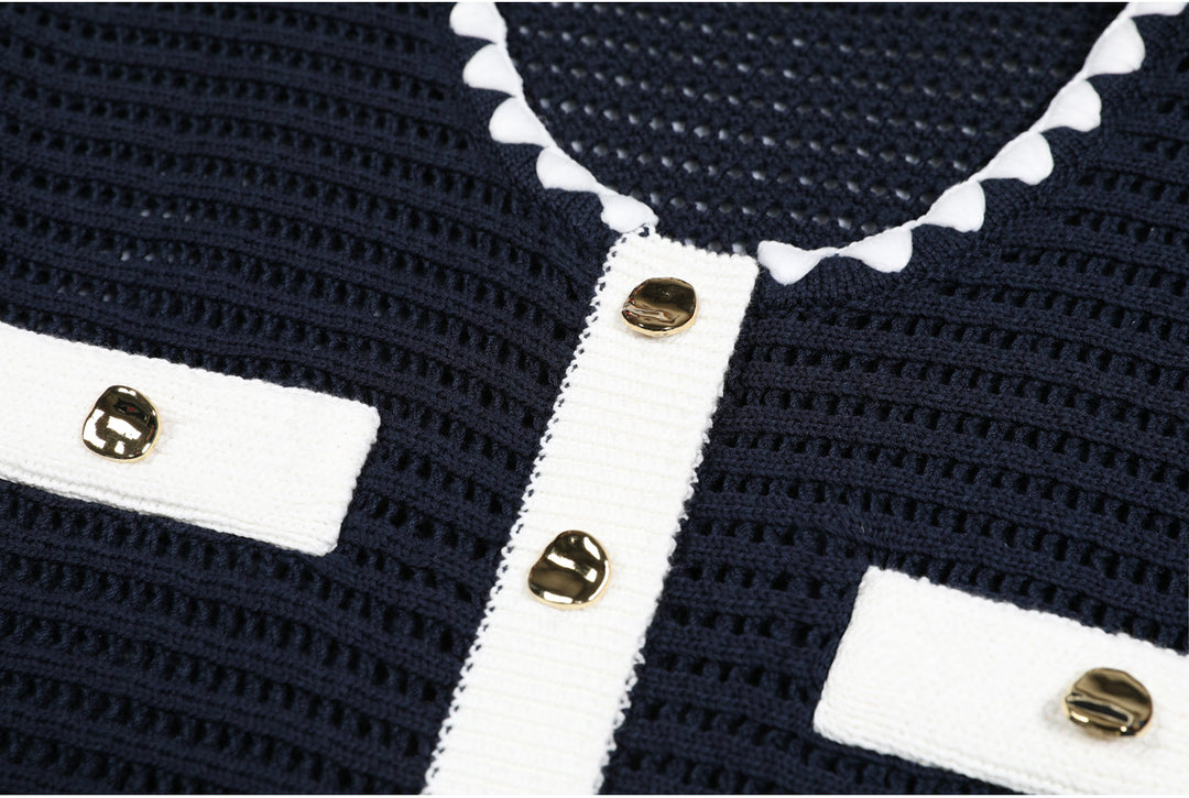 بلوزة كارديجان كروشيه مع حواف متباينة - سيلينيكا