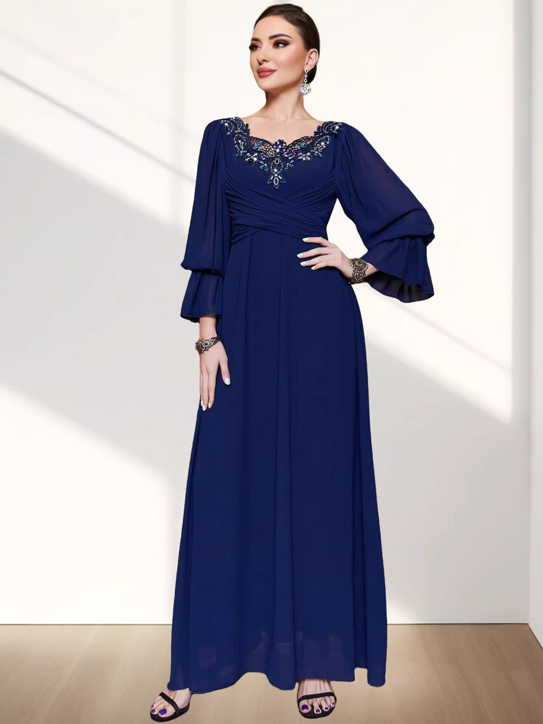 Relaxed Fit Long Sleeve Maxi Dress with Soft Flow – LUMINA