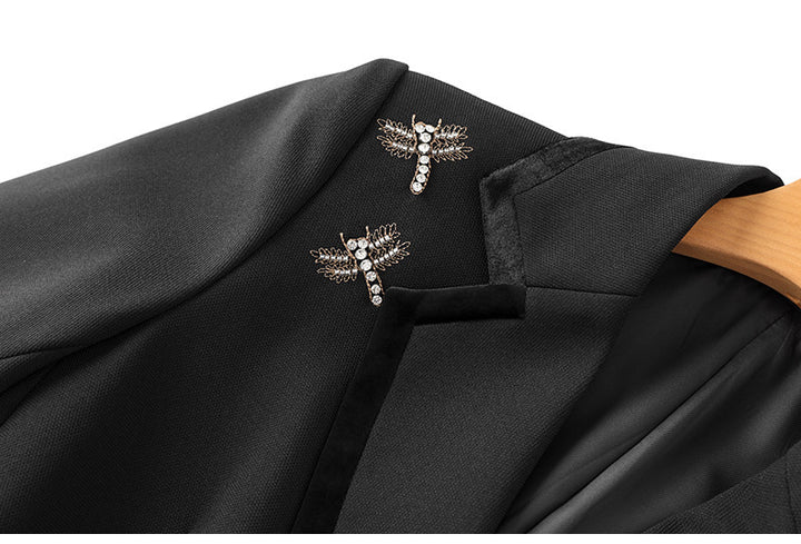 Double-breasted blazer with dragonfly crystal embellishments – NOCTURNE