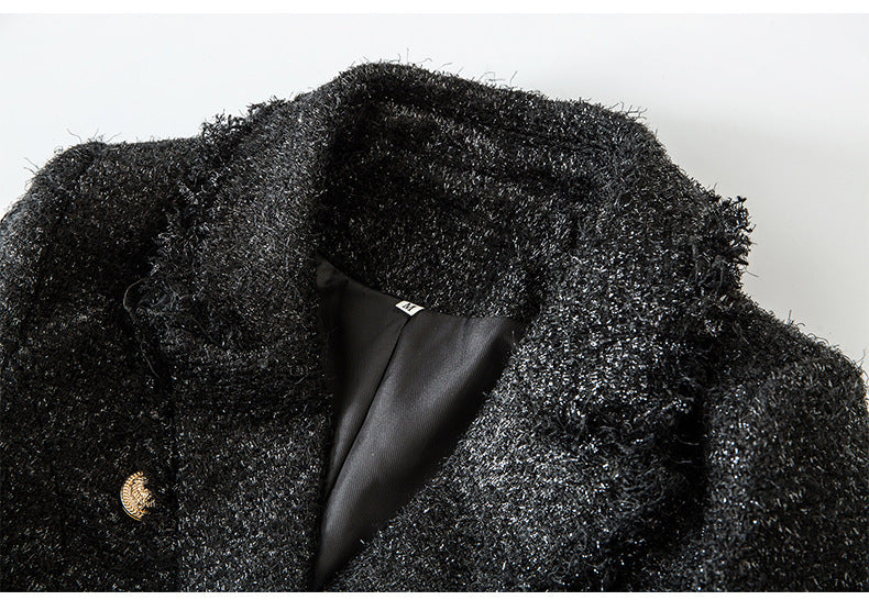 belted tweed blazer with gold buttons – CELINE