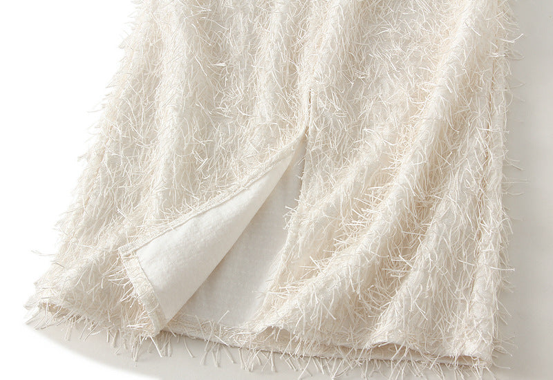 textured feather-effect midi skirt – AURA