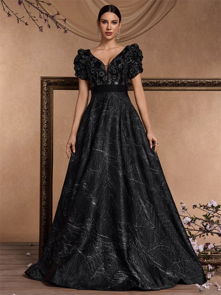 Plissiertes Oberteil mit ausgestellten Ärmeln und Maxirock-Set mit Taillengürtel – Rosiny 