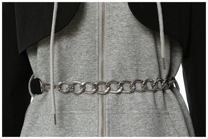 layered hoodie dress with chain belt – URBAN