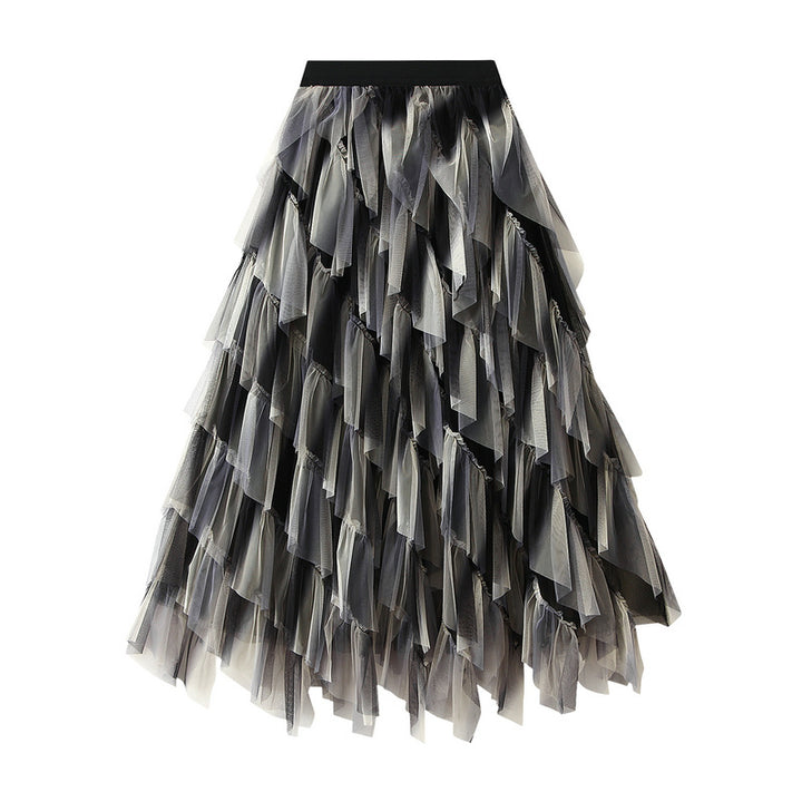 layered chiffon cascade skirt with ombré tones – SERAPHINA