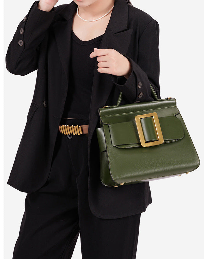 编织藤条手提包，配有双层皮革手柄 – LÉONIE 