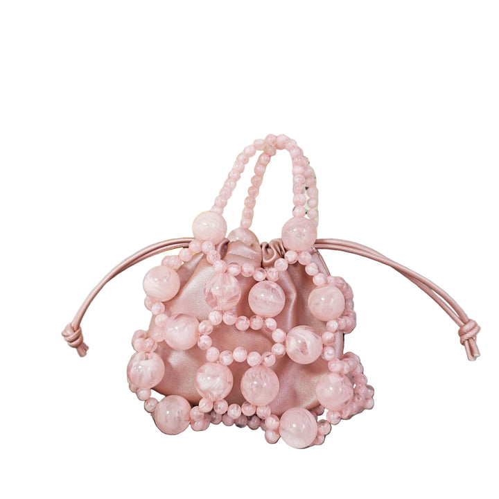 beaded mini drawstring bag with pearl handle – GEMMA