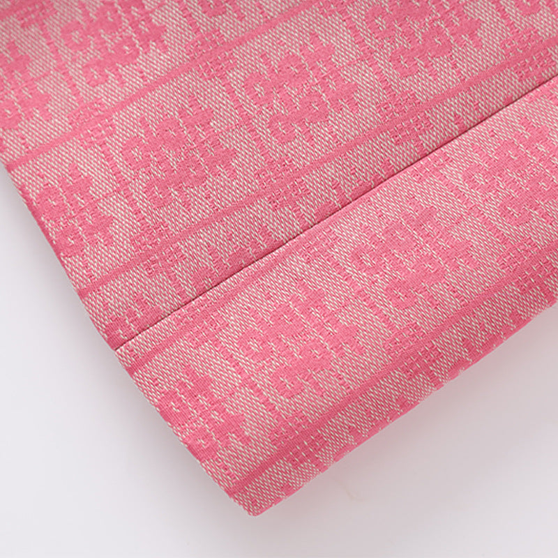 double-breasted jacquard blazer with satin lapel – ROSÉ