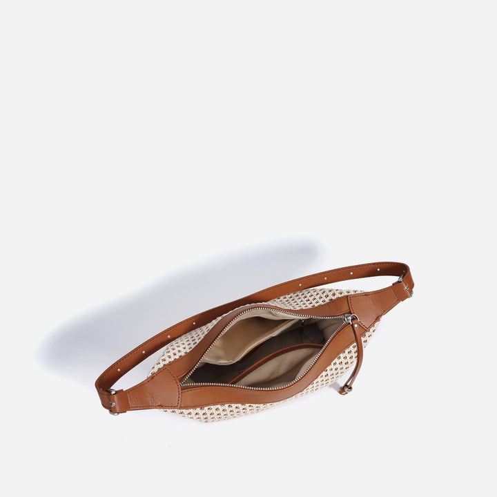 woven shoulder bag with leather straps – AURAXIL
