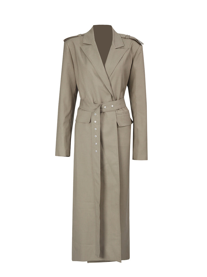tailored wrap trench dress with belted waist – SANDRA