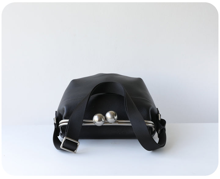 mini leather crossbody bag with metal frame clasp – YOUSF