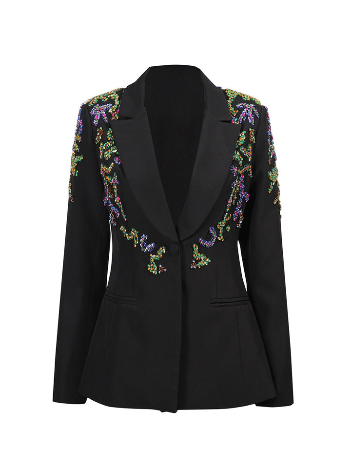 tailored blazer with multicolor crystal embroidery – VIVARA