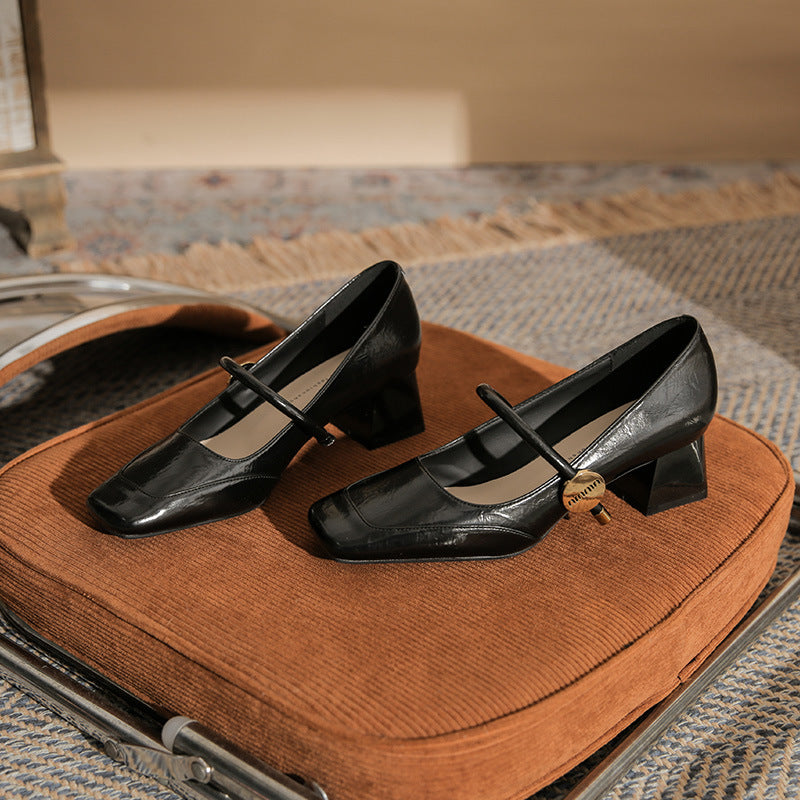 حذاء بكعب مربع مع حزام رفيع - أريانري