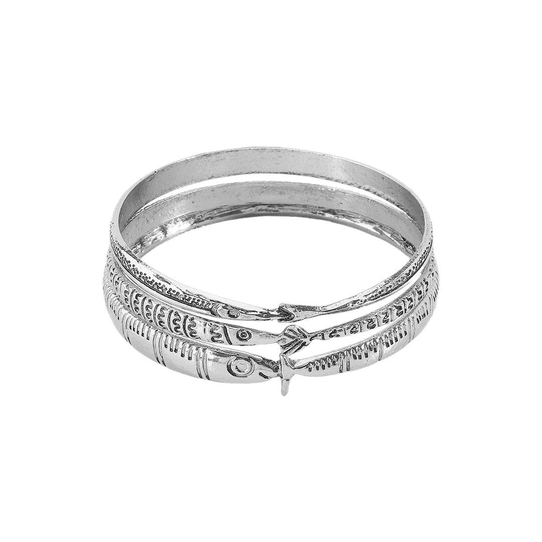 engraved fish motif bangle bracelet - KORAMU