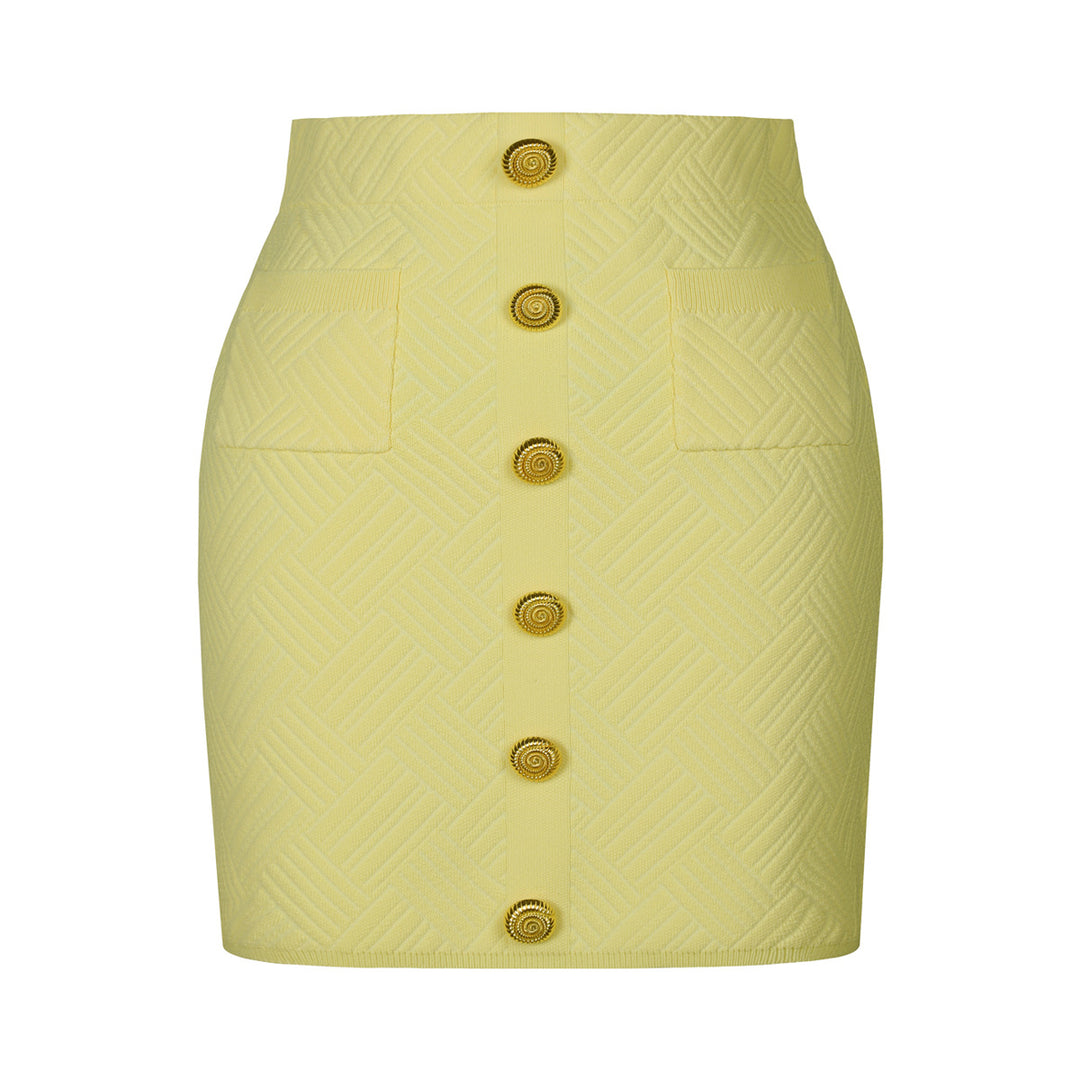 two-piece knit set with gold button accents – ADELLEM