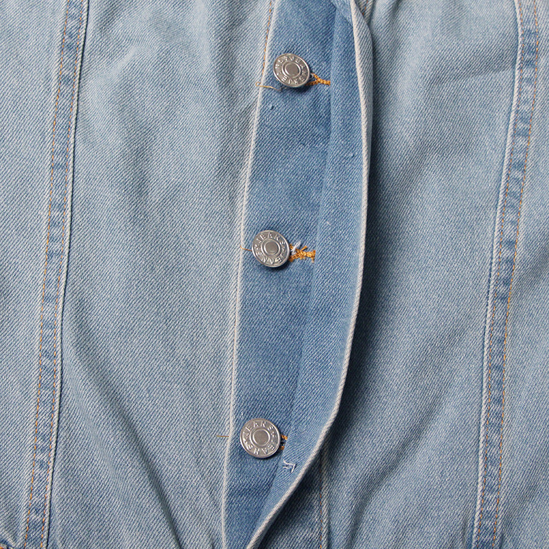 جمبسوت جينز بدون حمالات بتصميم واسع الساقين - نوليفيرا