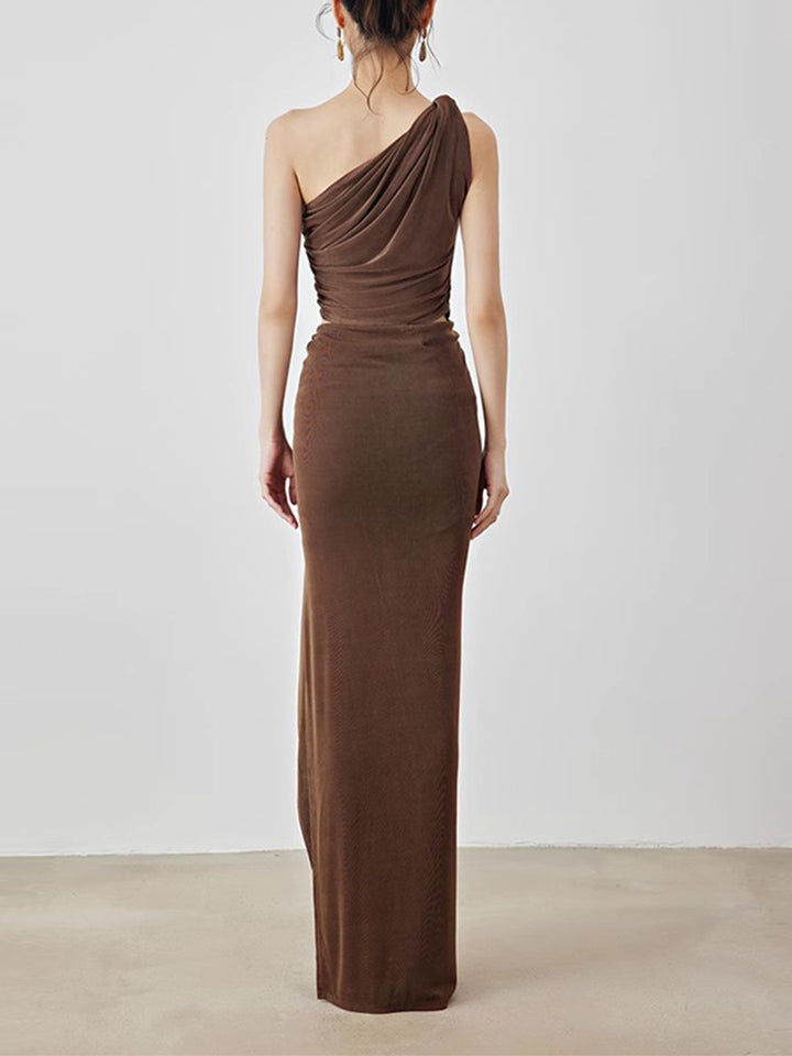 褶皱喇叭袖上衣和高腰裙套装，配腰带 – Rosiny 