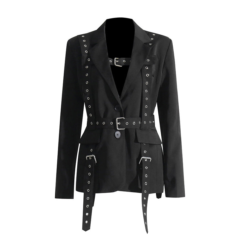 Tailored blazer with buckle harness details – AHMID