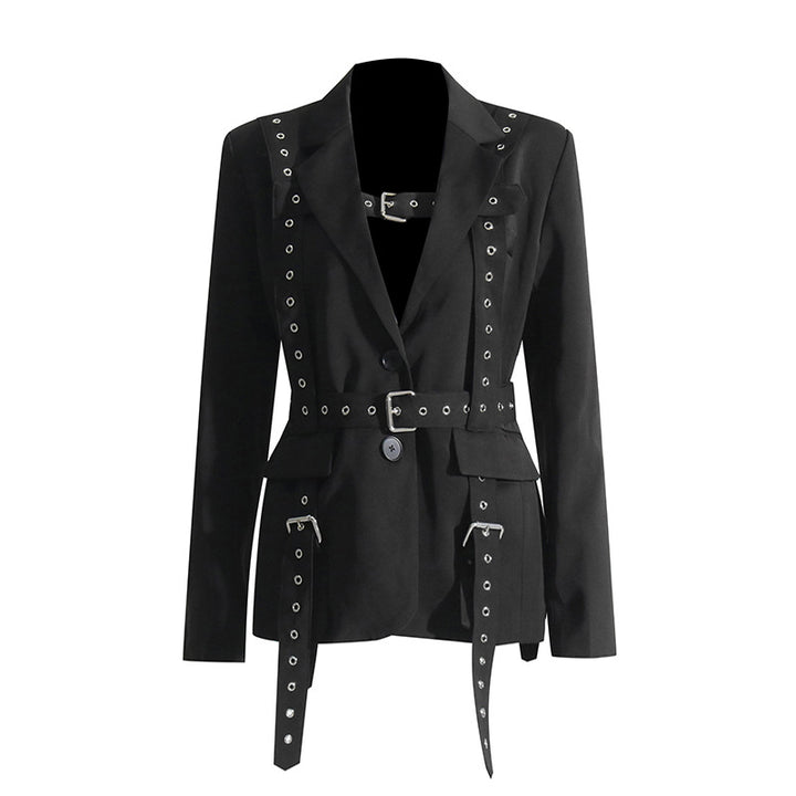 Tailored blazer with buckle harness details – AHMID