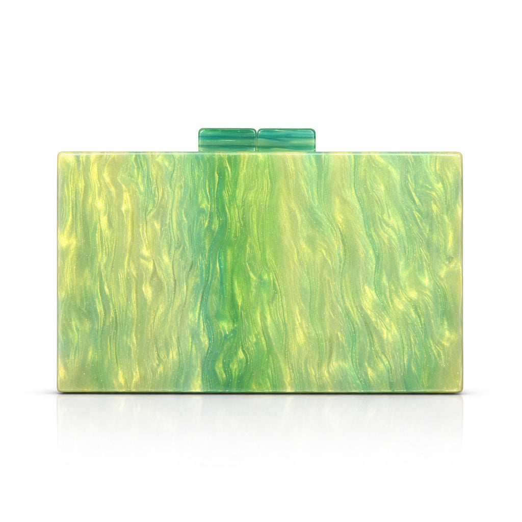 rectangular marbled clutch with glossy finish – ROSÉ