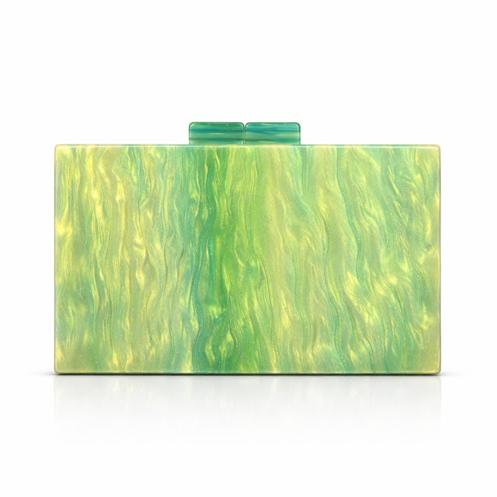 rectangular marbled clutch with glossy finish – ROSÉ