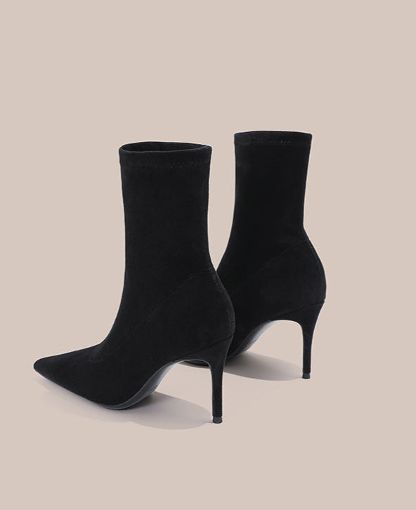 pointed-toe suede ankle boots with slim heel – AURAK