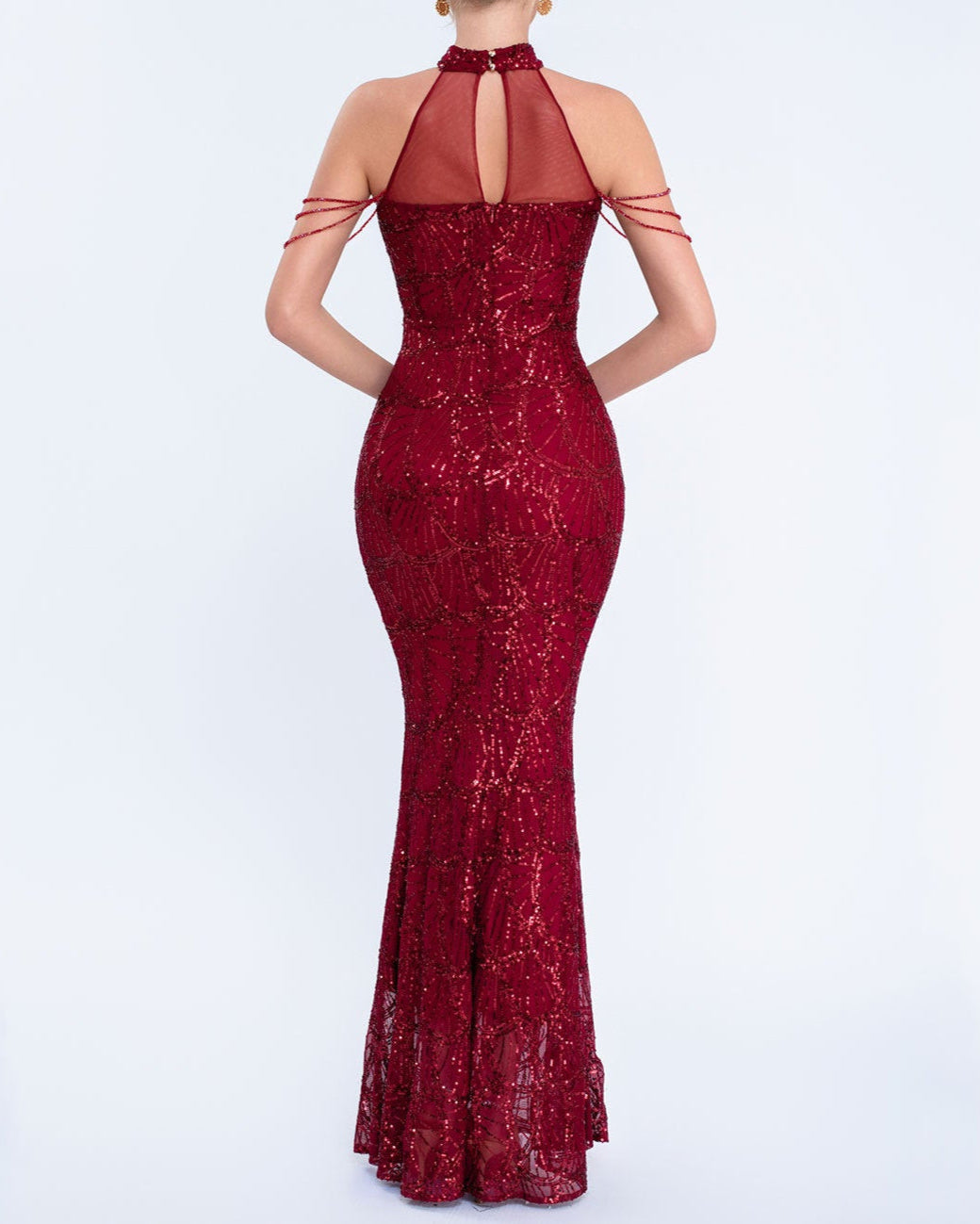 Plissiertes Oberteil mit ausgestellten Ärmeln und Maxirock-Set mit Taillengürtel – Rosiny 