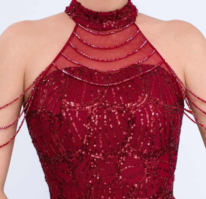 Plissiertes Oberteil mit ausgestellten Ärmeln und Maxirock-Set mit Taillengürtel – Rosiny 